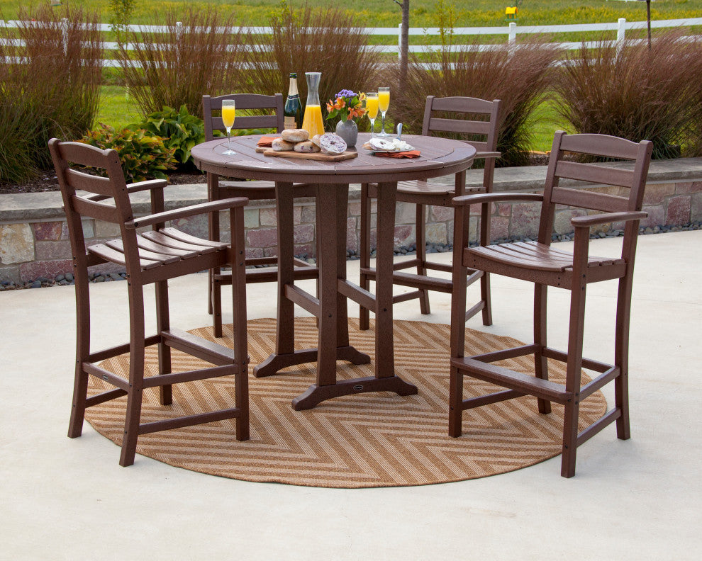POLYWOOD 5-Piece La Casa Bar Dining Set, White
