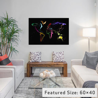 "World Map, Abstract Paint II" Wrapped Canvas Print, 40x26x1.5