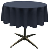 LA Linen Round Polyester Poplin, Navy, 58" Round