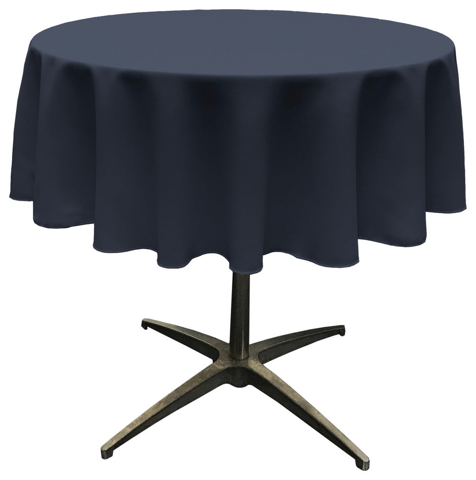 LA Linen Round Polyester Poplin, Navy, 58" Round