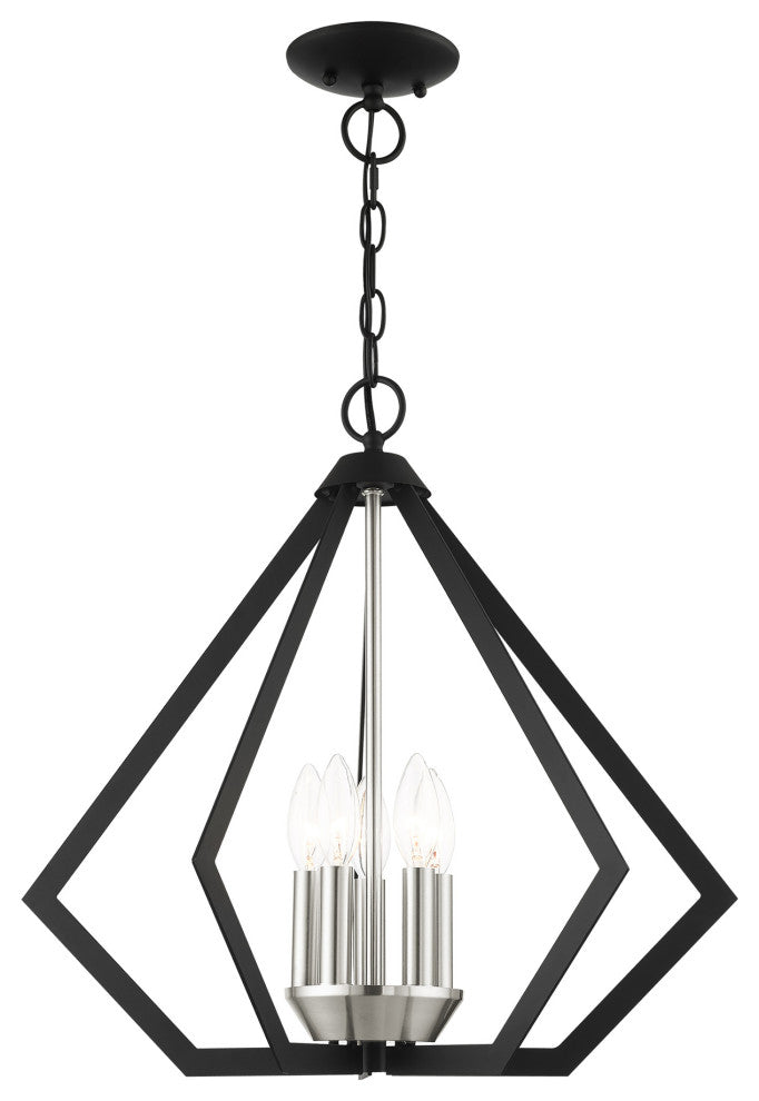 Livex Lighting Prism 5 Light Black With Brushed Nickel Cluster Chandelier