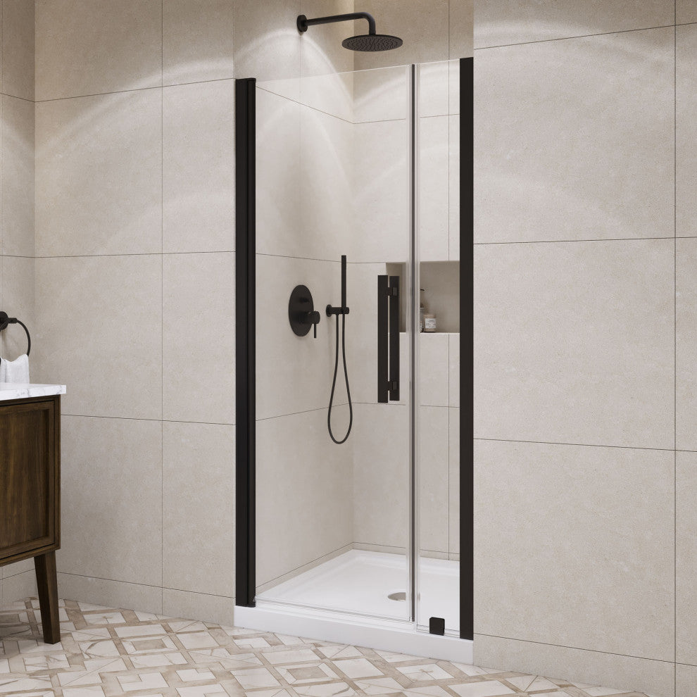 Pasadena 36"Wx36"Dx74 3/4"H Alcove Pivot Shower Kit Black Base