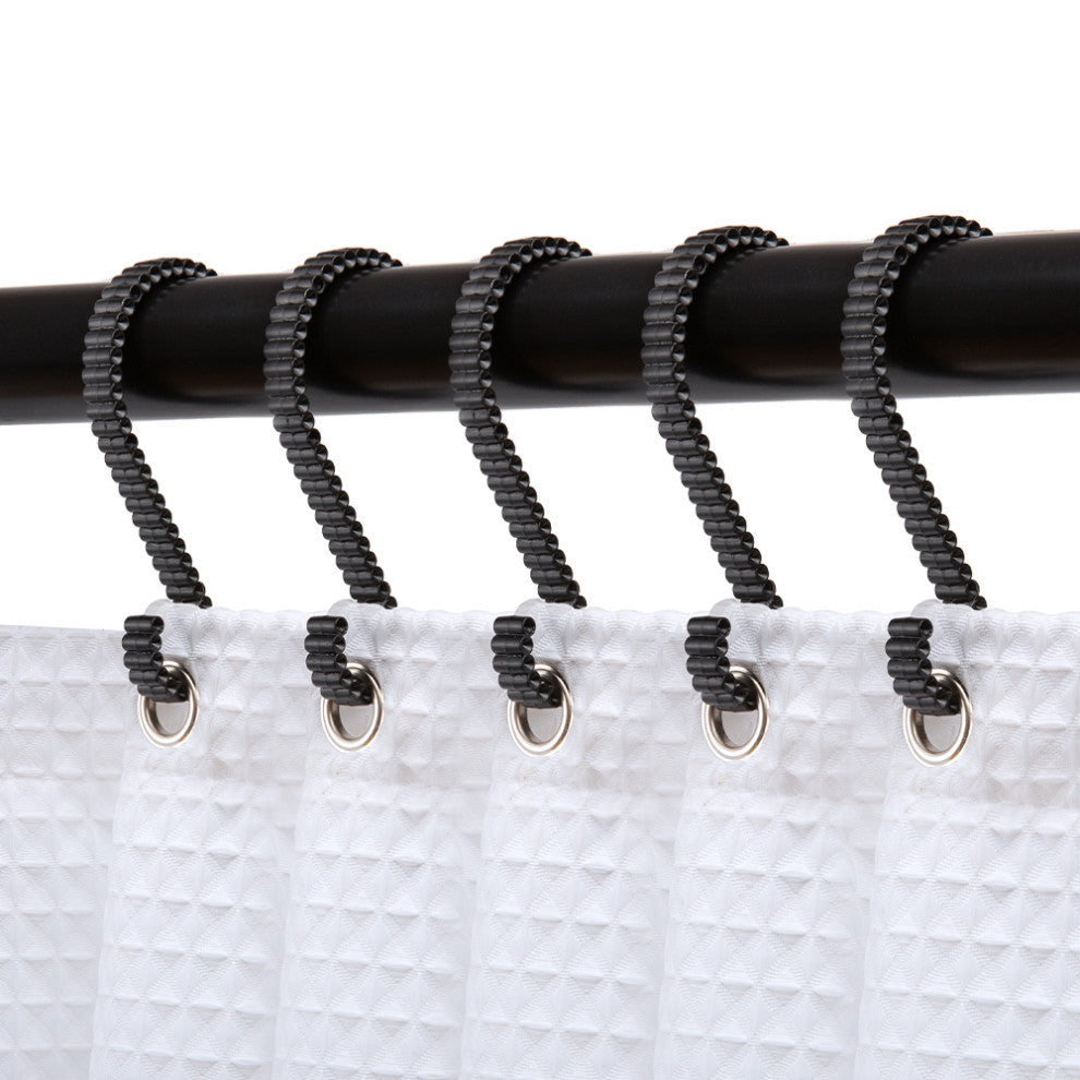 Utopia Alley Shower Hooks - Shower Curtain Rings for Bathroom, Set of 12, Black