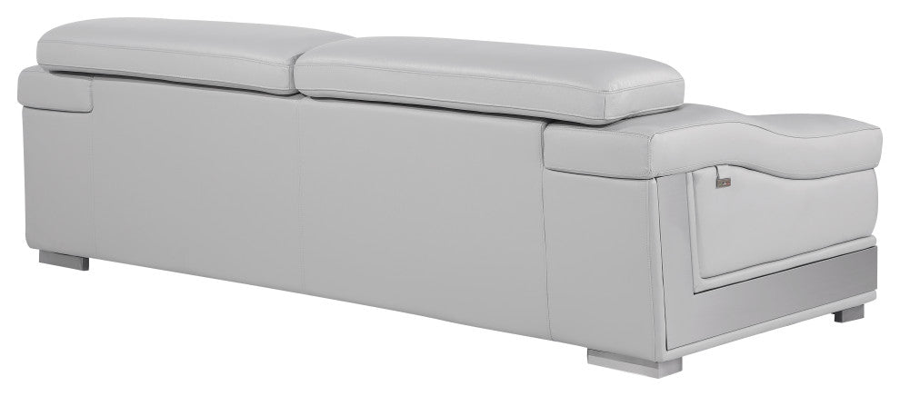 Milan Contemporary Genuine Italian Leather Loveseat Light Gray