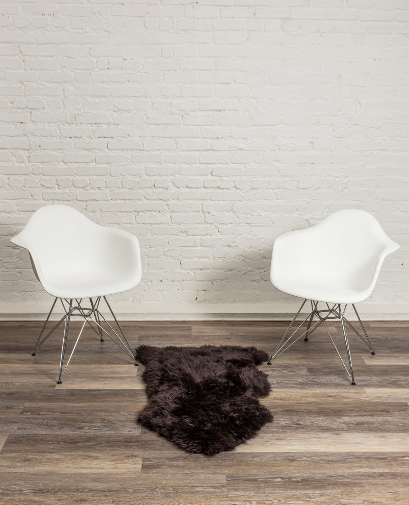 Milan Shearling Single Sheepskin Rug 2'x3', Chocolate