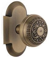Cottage Plate Passage Egg and Dart Knob, Antique Brass