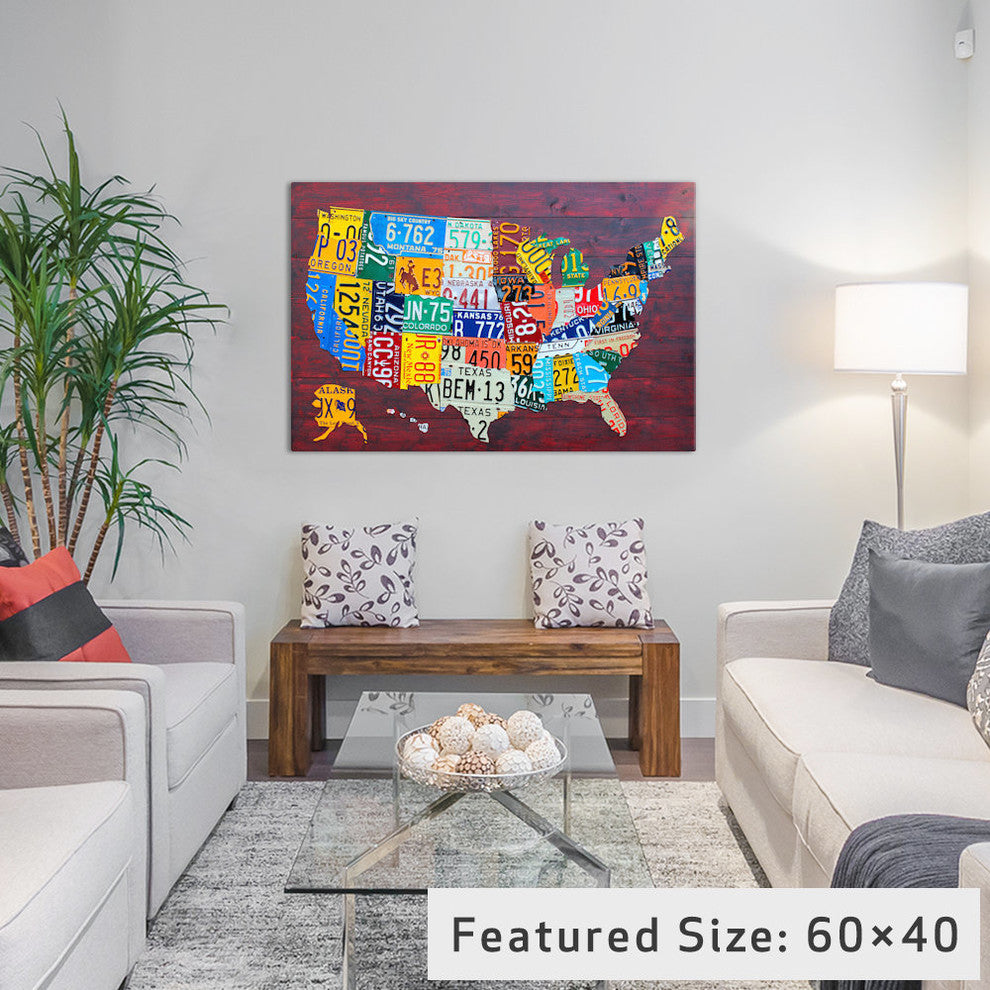 USA Recycled License Plate Map VII by Design Turnpike