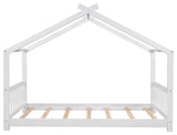 Gewnee Twin Size House Platform Bed with Headboard and Footboard in White