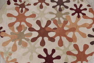 Floral Oushak Oriental Hand-Tufted Indian 8ft Round Area Rug, Beige, 7'10"X7'10"