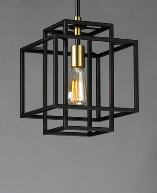 Maxim 10246 Liner 1 Light 10"W Mini Pendant - Black / Satin Brass