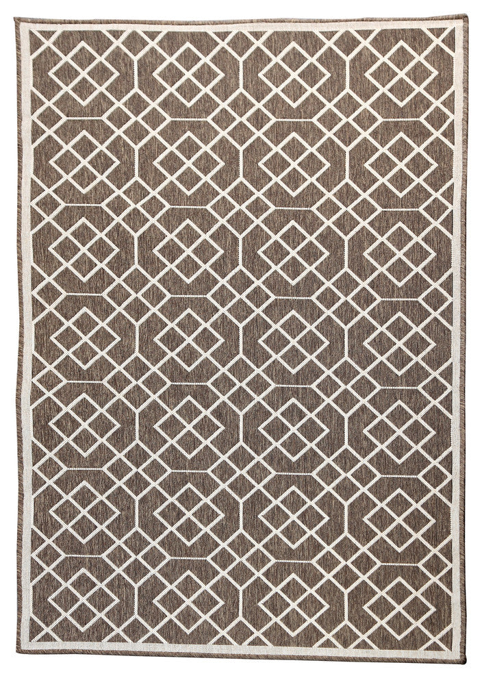 Geometric Blocks Indoor/Outdoor Area Rug, Brown, 4'5"x7'