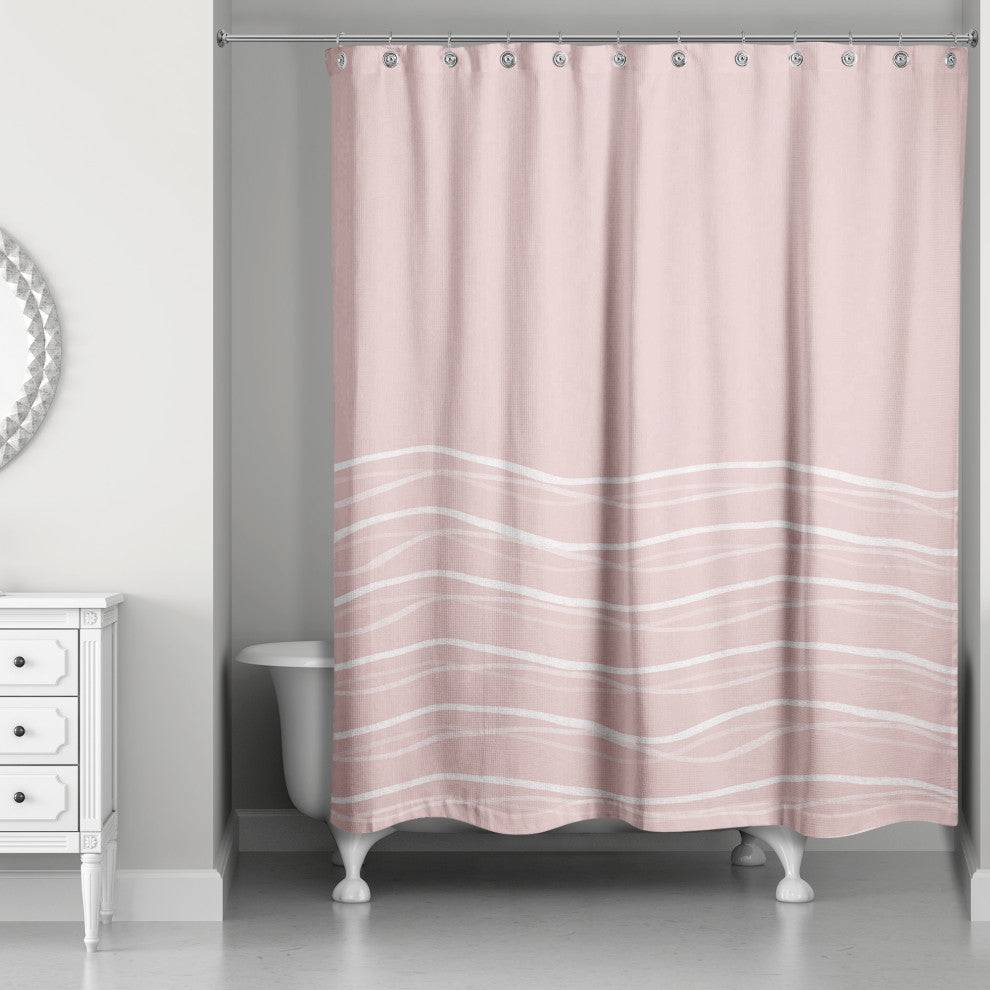 Wavy Lines On Blush 71x74 Shower Curtain