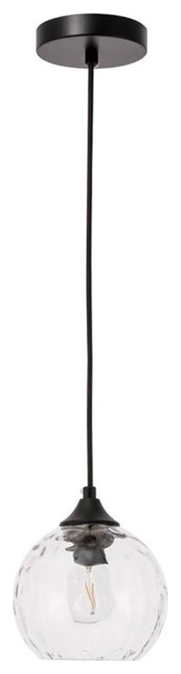 Living District Cashel 1-Light Metal and Glass Pendant in Black/Clear