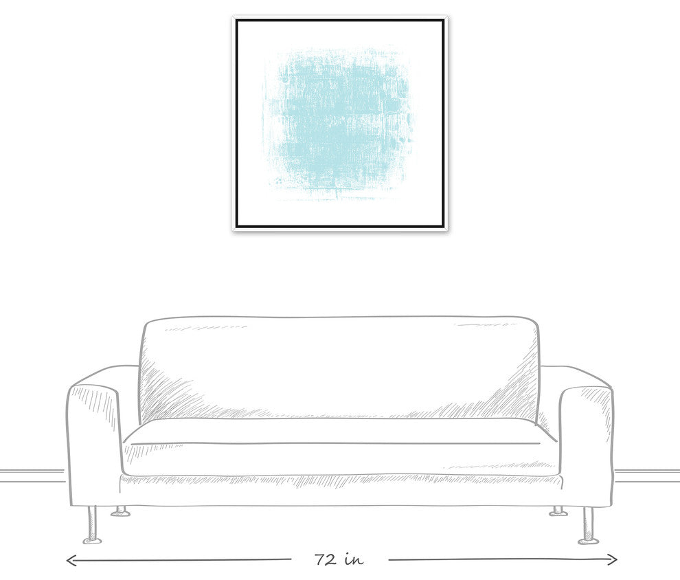Blue Pastel Texture Blob 30x30 White Floating Framed Canvas