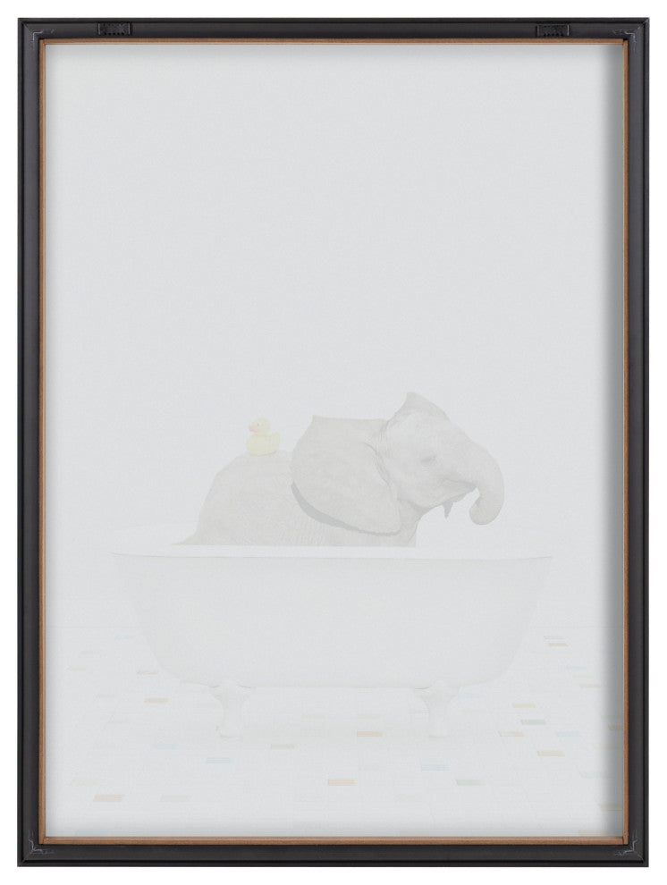 Blake Elephant Bath Printed Glass by Amy Peterson Art Studio, Gray 18x24