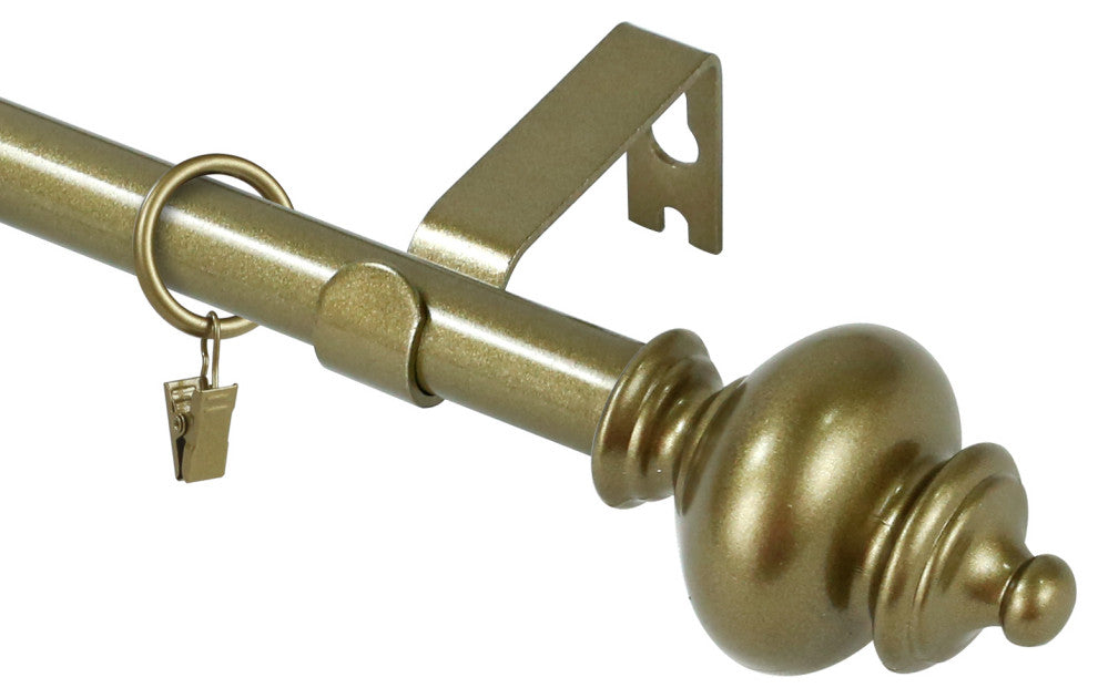 Round Urn Adjustable Single Curtain Rod Set With Rings, 5/8