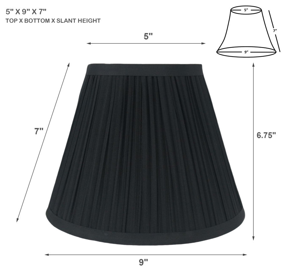 Softback Mushroom Pleated Lamp Shade, 5x9x7", Black, Set of 2