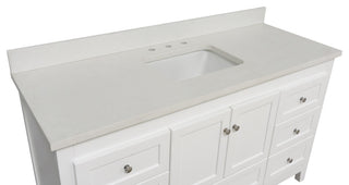 Abbey 60" Bath Vanity, Base: White, Top: Quartz, Single Vanity