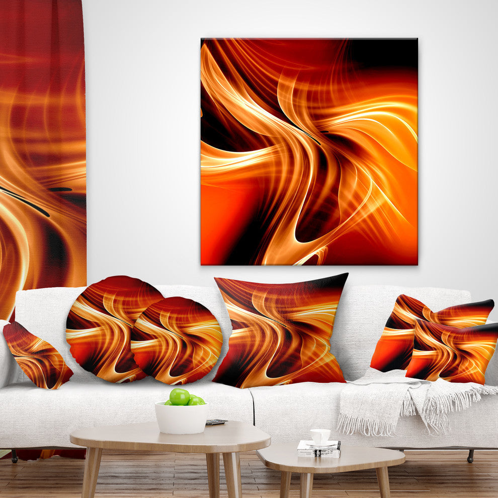 Orange Abstract Warm Fractal Design Abstract Throw Pillow, 16"x16"