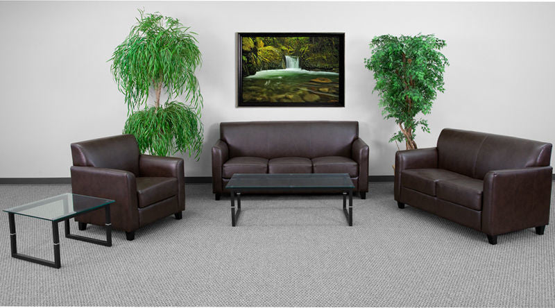 Hercules Diplomat Series Leather Loveseat, Brown, 52"x28.50"x32.50"