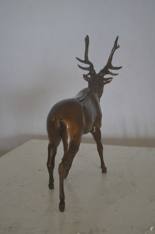 Running Deer Bronze Statue -  Size: 15"L x 4"W x 13"H.
