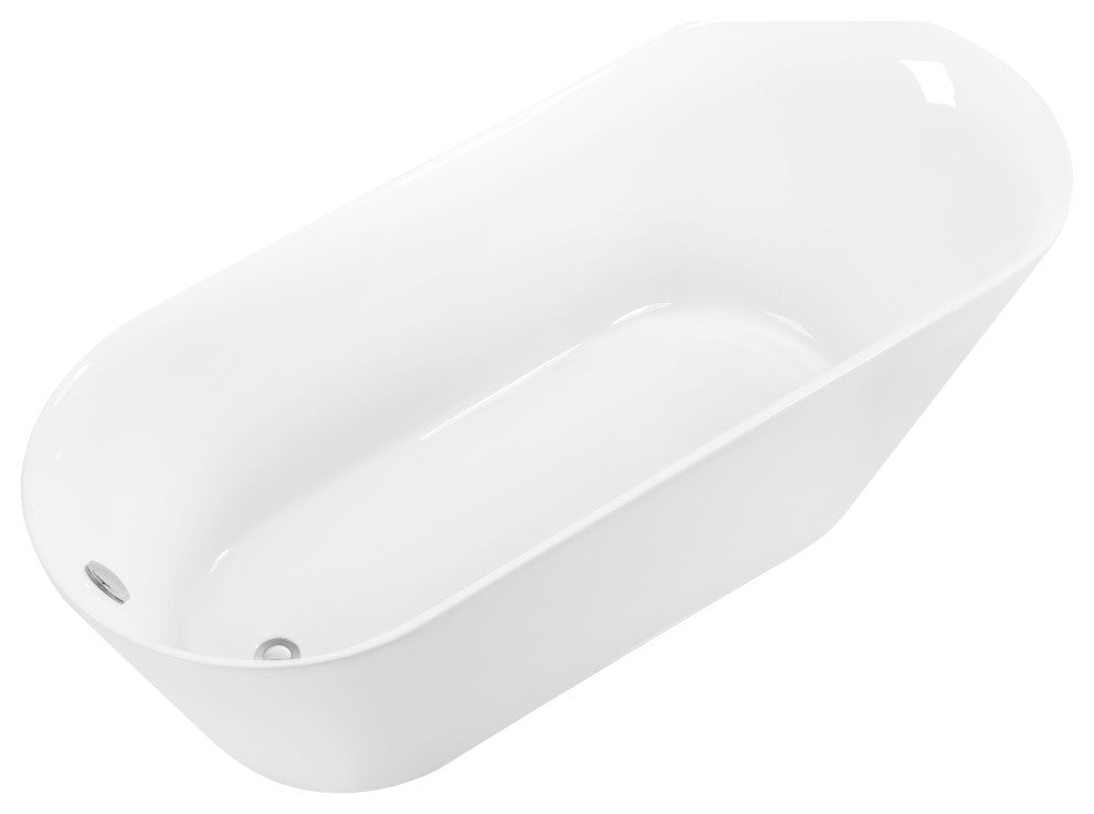 Givingtree 65 in. White Freestanding Bathtub Soaking Tub with Drain and Overflow