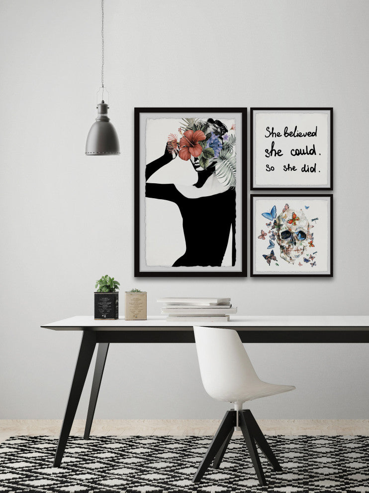 The Skull With Butterflies Triptych, 3-Piece Set