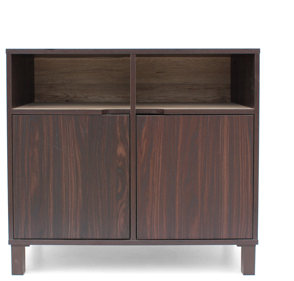 GDF Studio Provence 2-Shelf Walnut Finish Faux Wood Cabinet With Oak Interior, S
