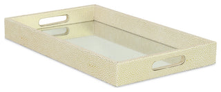 Labai Faux Shagreen, Mirrored Tray, White Gold