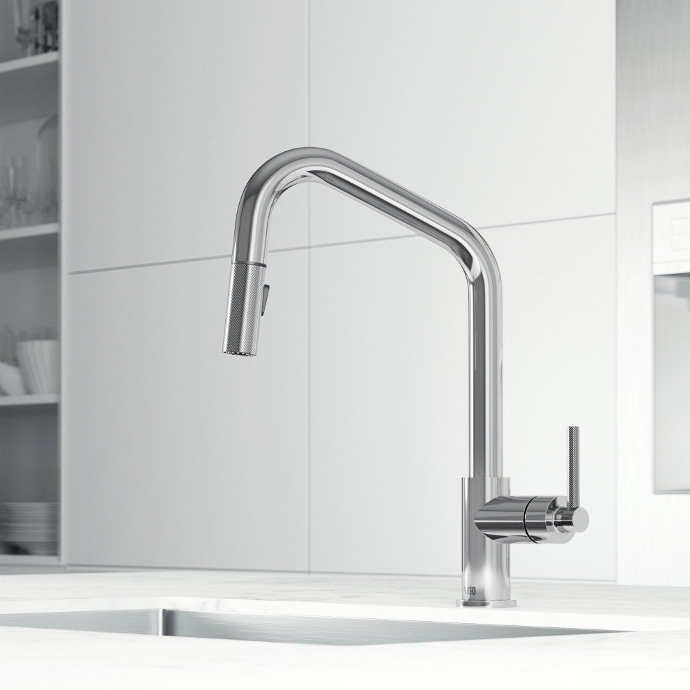 VIGO Utopia 14" H Single Handle Pull-Down Sprayer Kitchen Bar Faucet, Chrome