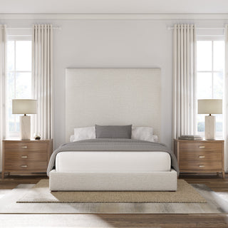 Nativa Interiors Moyra Plain Bed, Off White, Queen, Headboard: High