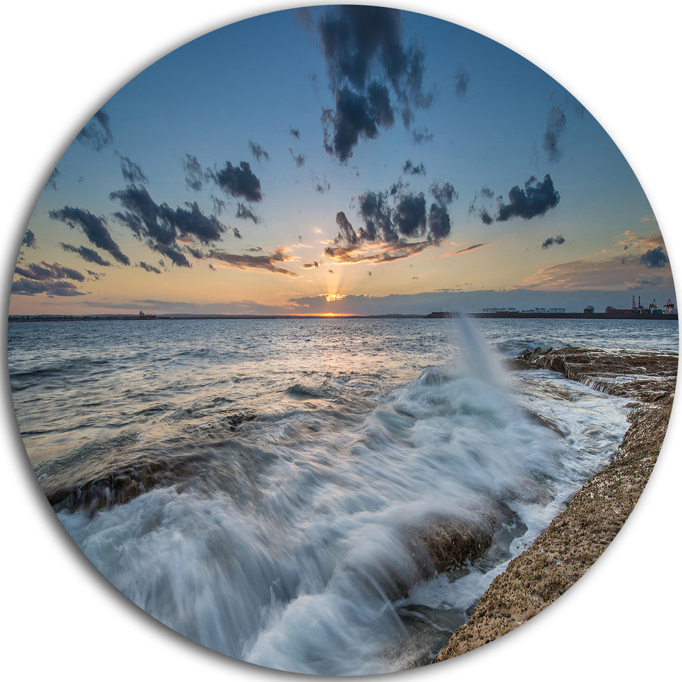 Sydney Sunset At La Per House, Seashore Round Wall Art, 11"