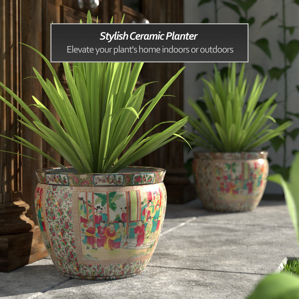 16" Rose Medallion Porcelain Fishbowl