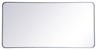 Ellis Soft Corner Metal Rectangular Mirror, Silver, 30"x60"