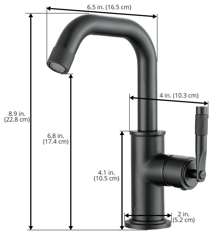 Industria Single Hole Single Lever Bathroom Faucet, Matte Black