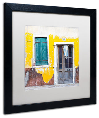 Michael Blanchette 'Yellow Chip' Art, Black Frame, White Mat, 16x16