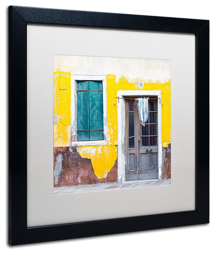 Michael Blanchette 'Yellow Chip' Art, Black Frame, White Mat, 16x16