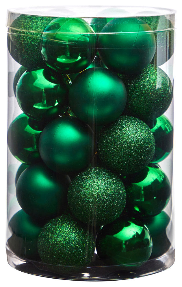 Holiday Christmas 30 Count 2.5" Shatterproof Ornament Set With Storage Container