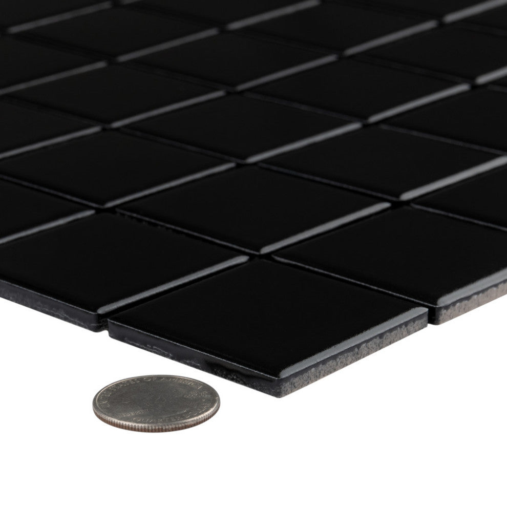 Metro Quad Matte Black Porcelain Floor and Wall Tile