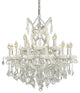 Elegant Maria Theresa Dining Room Light, White Finish With Royal Cut Crystal