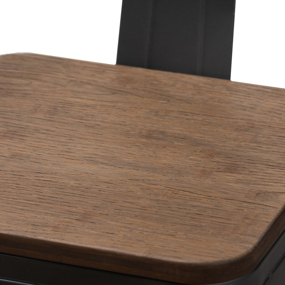 Vintage Rustic Industrial Style Tolix-Inspired Bamboo Stackable Side Chair Set-2