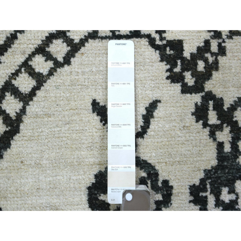 Ivory Hand Knotted Moroccan Berber Soft and Shiny Wool Runner Rug, 2'10"x11'4"
