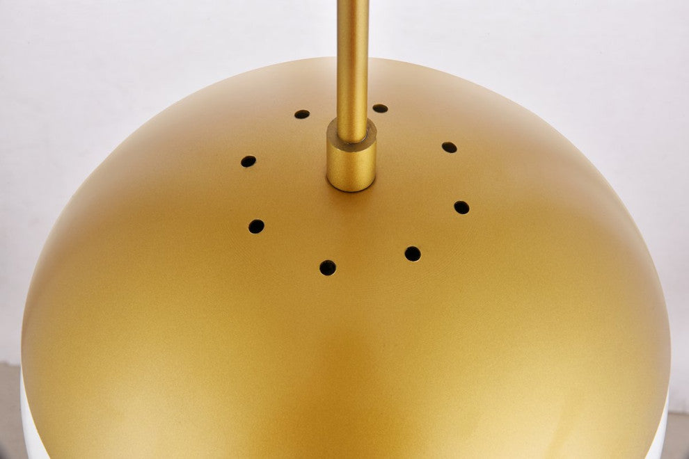 Elsa 1-Light Brass Plug-In Pendant With Frosted White Glass