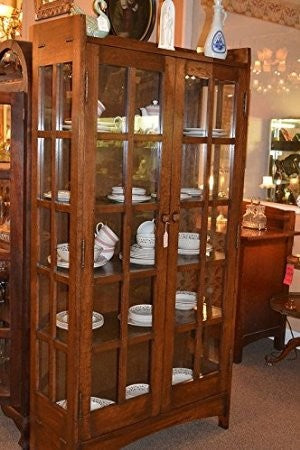 Arts and Crafts Mission Solid Oak China Cabinet