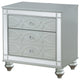 Benzara BM280371 29" Glam Nightstand, Round Crystal Knobs, USB Ports, Silver