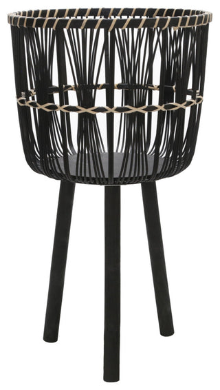 3-Piece Set Bamboo Planters, Black