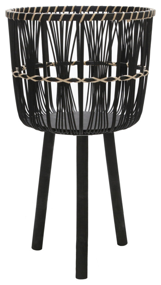 3-Piece Set Bamboo Planters, Black
