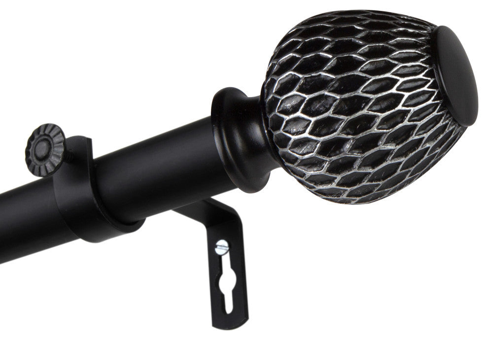 Telmo 1" Curtain Rod, Black, 48-84"