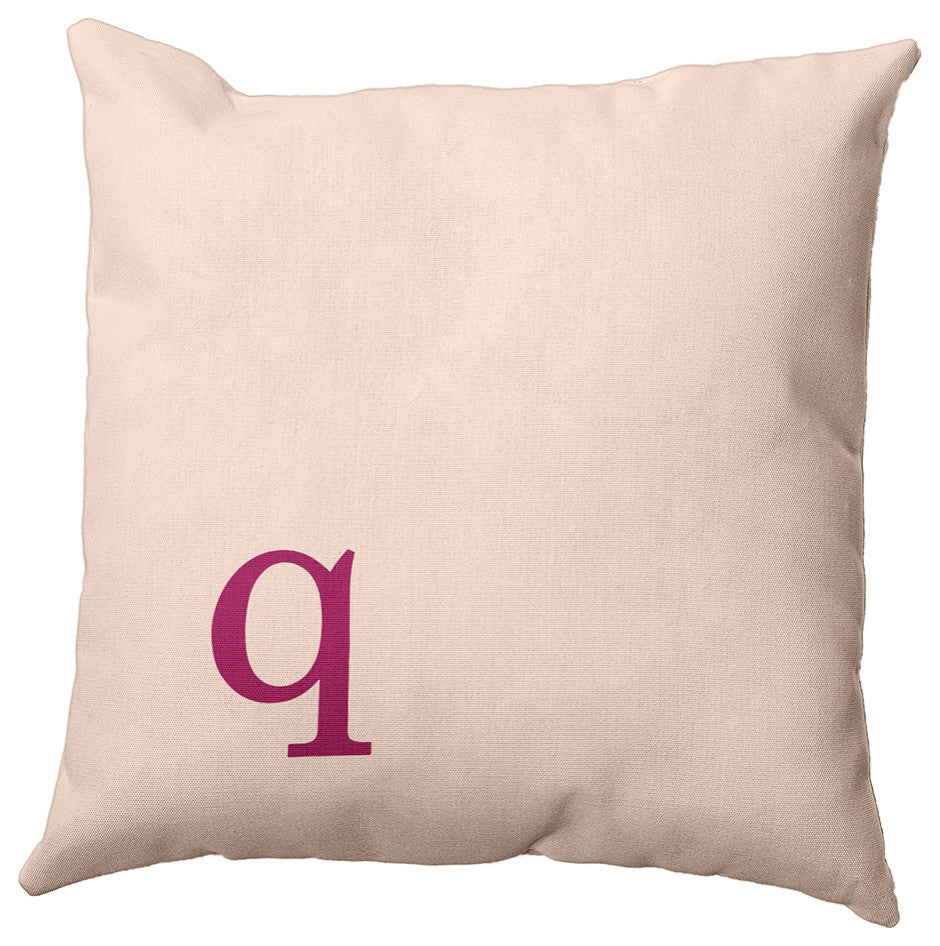 18"x18" Modern Monogram Decorative Throw Pillow, Dusty Rose