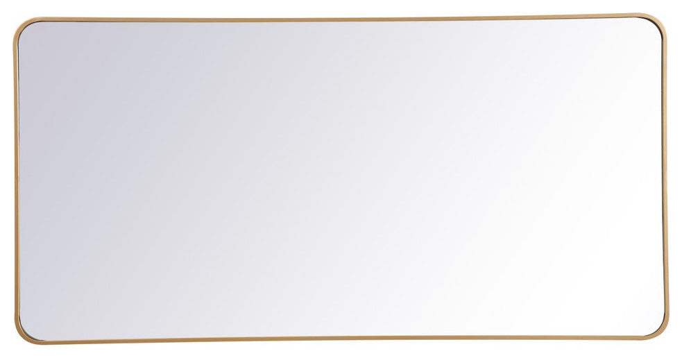Elegant MR803060BR Soft Corner Metal Rectangular Mirror 30X60", Brass